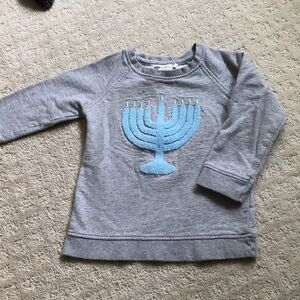 Cozy Gray Kids Sweatshirt with Blue Menorah